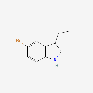 molecular formula C10H12BrN B13205837 5-Bromo-3-ethyl-2,3-dihydro-1H-indole 