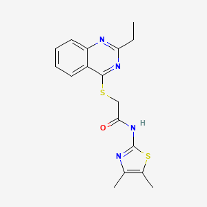 molecular formula C17H18N4OS2 B13205859 N-(dimethyl-1,3-thiazol-2-yl)-2-[(2-ethylquinazolin-4-yl)sulfanyl]acetamide 
