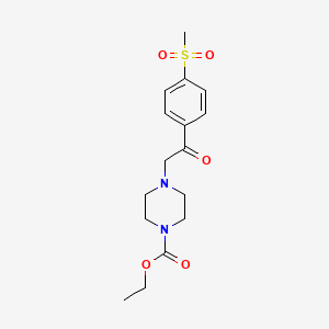 molecular formula C16H22N2O5S B1320586 Ethyl 4-{2-[4-(methylsulfonyl)phenyl]-2-oxoethyl}tetrahydro-1(2H)-pyrazinecarboxylate CAS No. 924869-22-7