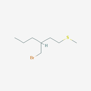 molecular formula C8H17BrS B13205866 3-(Bromomethyl)-1-(methylsulfanyl)hexane 