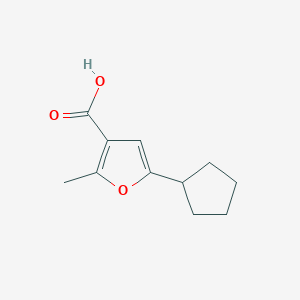 molecular formula C11H14O3 B13205894 5-Cyclopentyl-2-methylfuran-3-carboxylic acid 