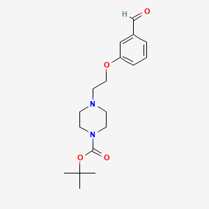 molecular formula C18H26N2O4 B1320591 Tert-butyl 4-[2-(3-formylphenoxy)ethyl]tetrahydro-1(2H)-pyrazinecarboxylate CAS No. 924869-28-3