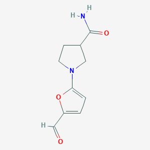 molecular formula C10H12N2O3 B13205918 1-(5-Formylfuran-2-yl)pyrrolidine-3-carboxamide 