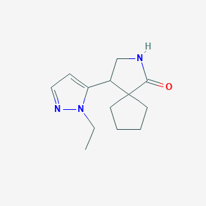 molecular formula C13H19N3O B13205949 4-(1-Ethyl-1H-pyrazol-5-yl)-2-azaspiro[4.4]nonan-1-one 