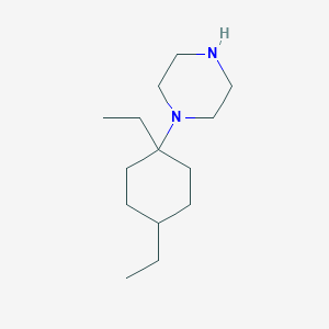molecular formula C14H28N2 B13205953 1-(1,4-Diethylcyclohexyl)piperazine 