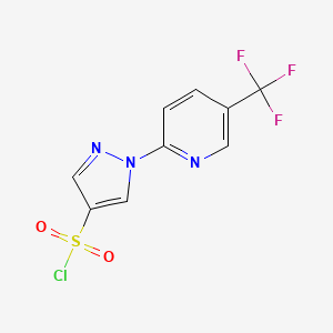 molecular formula C9H5ClF3N3O2S B1320596 1-(5-(Trifluoromethyl)pyridin-2-yl)-1H-pyrazole-4-sulfonyl chloride CAS No. 1006441-36-6