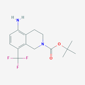 molecular formula C15H19F3N2O2 B13206016 tert-Butyl 5-amino-8-(trifluoromethyl)-1,2,3,4-tetrahydroisoquinoline-2-carboxylate 
