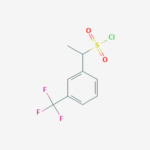 molecular formula C9H8ClF3O2S B13206025 1-[3-(Trifluoromethyl)phenyl]ethane-1-sulfonyl chloride 