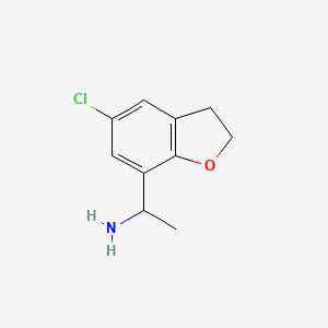 molecular formula C10H12ClNO B13206035 1-(5-Chloro-2,3-dihydro-1-benzofuran-7-yl)ethan-1-amine 