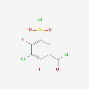 molecular formula C7HCl3F2O3S B13206087 3-Chloro-5-(chlorosulfonyl)-2,4-difluorobenzoyl chloride 
