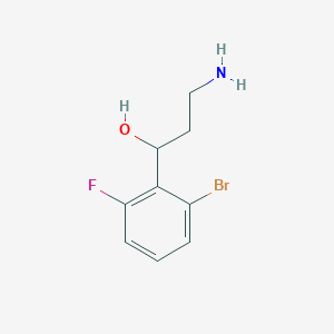 molecular formula C9H11BrFNO B13206095 3-Amino-1-(2-bromo-6-fluorophenyl)propan-1-ol 