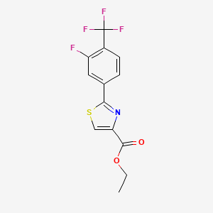 molecular formula C13H9F4NO2S B1320618 Ethyl 2-[3-fluoro-4-(trifluoromethyl)phenyl]-1,3-thiazole-4-carboxylate CAS No. 937602-41-0