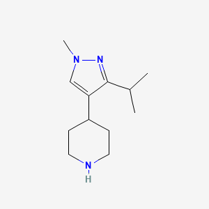 molecular formula C12H21N3 B13206211 4-[1-Methyl-3-(propan-2-yl)-1H-pyrazol-4-yl]piperidine 