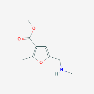 molecular formula C9H13NO3 B13206294 Methyl 2-methyl-5-[(methylamino)methyl]furan-3-carboxylate 