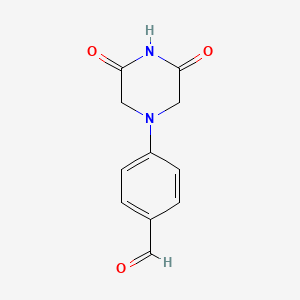 molecular formula C11H10N2O3 B13206320 4-(3,5-Dioxopiperazin-1-yl)benzaldehyde 
