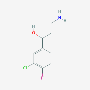 molecular formula C9H11ClFNO B13206401 3-Amino-1-(3-chloro-4-fluorophenyl)propan-1-ol 