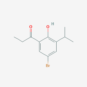 molecular formula C12H15BrO2 B13206470 1-[5-Bromo-2-hydroxy-3-(propan-2-YL)phenyl]propan-1-one 
