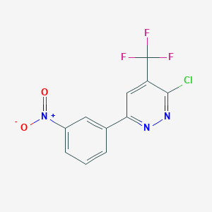 molecular formula C11H5ClF3N3O2 B13206577 3-Chloro-6-(3-nitrophenyl)-4-(trifluoromethyl)pyridazine 
