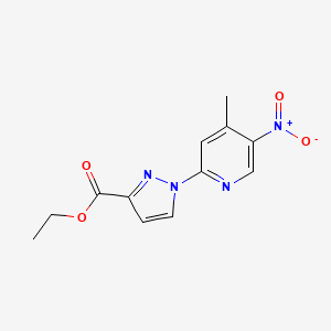 molecular formula C12H12N4O4 B13206671 Ethyl 1-(4-methyl-5-nitropyridin-2-yl)-1H-pyrazole-3-carboxylate 