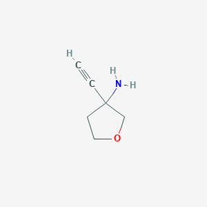 molecular formula C6H9NO B13206742 3-Ethynyloxolan-3-amine 