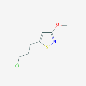 molecular formula C7H10ClNOS B13206810 5-(3-Chloropropyl)-3-methoxy-1,2-thiazole 