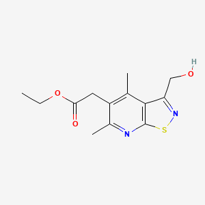 molecular formula C13H16N2O3S B13206813 Ethyl 2-[3-(hydroxymethyl)-4,6-dimethyl-[1,2]thiazolo[5,4-b]pyridin-5-yl]acetate 