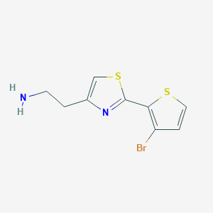 molecular formula C9H9BrN2S2 B13206829 2-[2-(3-Bromothiophen-2-yl)-1,3-thiazol-4-yl]ethan-1-amine 