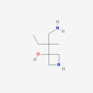 molecular formula C8H18N2O B13206833 3-(1-Amino-2-methylbutan-2-yl)azetidin-3-ol 