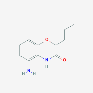 molecular formula C11H14N2O2 B13206863 5-Amino-2-propyl-3,4-dihydro-2H-1,4-benzoxazin-3-one 
