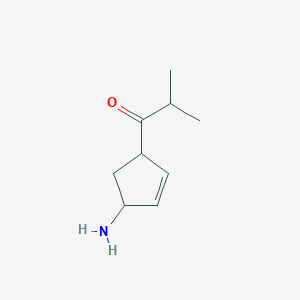 molecular formula C9H15NO B13206895 1-(4-Aminocyclopent-2-en-1-yl)-2-methylpropan-1-one 