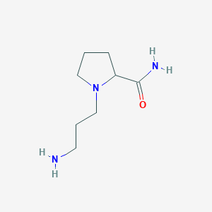 molecular formula C8H17N3O B13206946 1-(3-Aminopropyl)pyrrolidine-2-carboxamide 