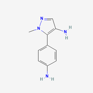 molecular formula C10H12N4 B13206961 5-(4-Aminophenyl)-1-methyl-1H-pyrazol-4-amine 