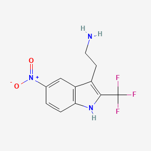 molecular formula C11H10F3N3O2 B13207040 2-[5-Nitro-2-(trifluoromethyl)-1H-indol-3-yl]ethan-1-amine 