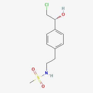 molecular formula C11H16ClNO3S B13207077 N-(2-{4-[(1R)-2-chloro-1-hydroxyethyl]phenyl}ethyl)methanesulfonamide 