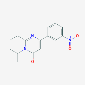 molecular formula C15H15N3O3 B13207215 6-Methyl-2-(3-nitrophenyl)-4H,6H,7H,8H,9H-pyrido[1,2-a]pyrimidin-4-one 