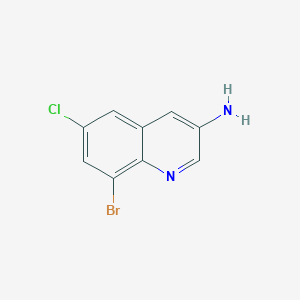 molecular formula C9H6BrClN2 B13207283 8-Bromo-6-chloroquinolin-3-amine 