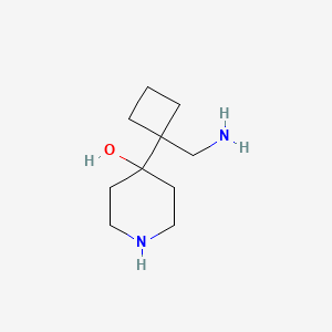 molecular formula C10H20N2O B13207314 4-[1-(Aminomethyl)cyclobutyl]piperidin-4-ol 