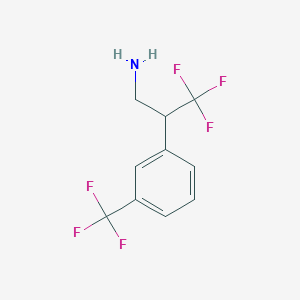 molecular formula C10H9F6N B13207527 3,3,3-Trifluoro-2-[3-(trifluoromethyl)phenyl]propan-1-amine 