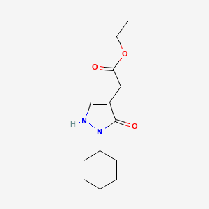 molecular formula C13H20N2O3 B13207575 Ethyl 2-(2-cyclohexyl-3-oxo-2,3-dihydro-1H-pyrazol-4-yl)acetate 