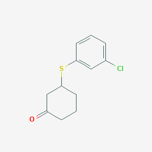 molecular formula C12H13ClOS B13207610 3-[(3-Chlorophenyl)sulfanyl]cyclohexan-1-one 