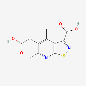 molecular formula C11H10N2O4S B13207719 5-(Carboxymethyl)-4,6-dimethyl-[1,2]thiazolo[5,4-b]pyridine-3-carboxylic acid 