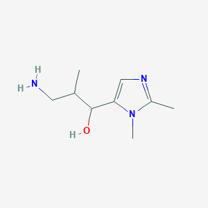 molecular formula C9H17N3O B13207747 3-Amino-1-(1,2-dimethyl-1H-imidazol-5-yl)-2-methylpropan-1-ol 