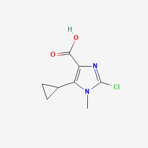 molecular formula C8H9ClN2O2 B13207791 2-Chloro-5-cyclopropyl-1-methyl-1H-imidazole-4-carboxylic acid 