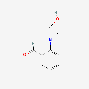 molecular formula C11H13NO2 B13207897 2-(3-Hydroxy-3-methylazetidin-1-yl)benzaldehyde 