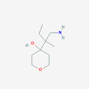 molecular formula C10H21NO2 B13207975 4-(1-Amino-2-methylbutan-2-yl)oxan-4-ol 