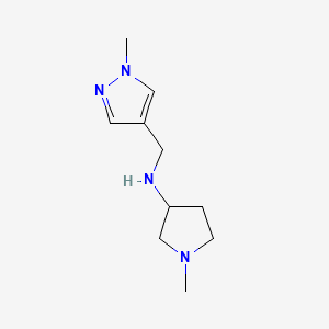 molecular formula C10H18N4 B13208150 1-methyl-N-[(1-methyl-1H-pyrazol-4-yl)methyl]pyrrolidin-3-amine 