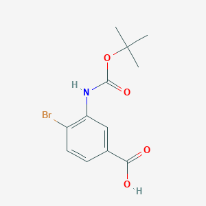 molecular formula C12H14BrNO4 B13208189 4-Bromo-3-{[(tert-butoxy)carbonyl]amino}benzoic acid 