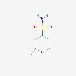 molecular formula C7H15NO3S B13208206 2,2-Dimethyloxane-4-sulfonamide 
