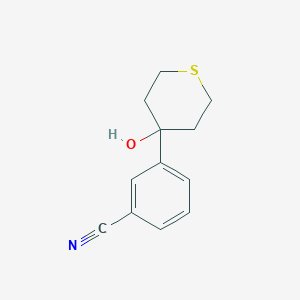 molecular formula C12H13NOS B13208313 3-(4-Hydroxythian-4-yl)benzonitrile 
