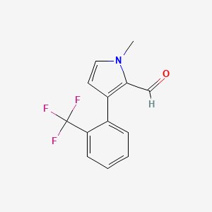 molecular formula C13H10F3NO B13208370 1-Methyl-3-[2-(trifluoromethyl)phenyl]-1H-pyrrole-2-carbaldehyde 